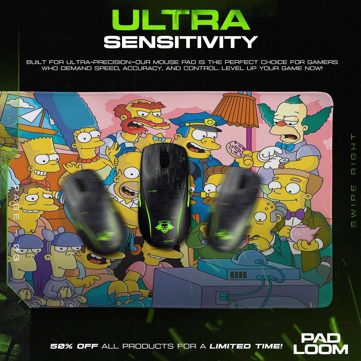 The Simpsons Mouse Pad, Cartoon Family Cast Gaming Desk Mat Padloom