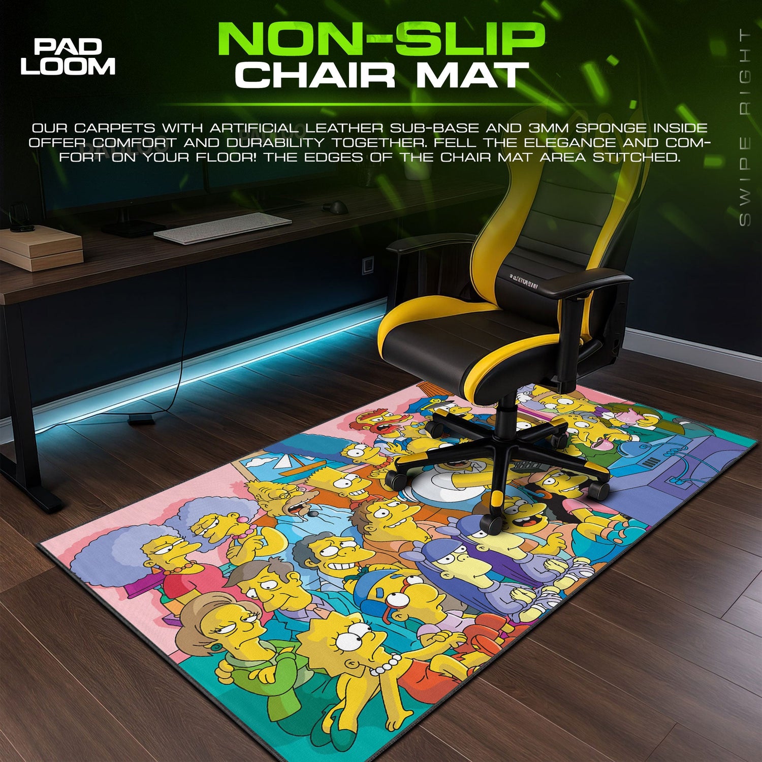 The Simpsons Mouse Pad, Cartoon Family Cast Gaming Desk Mat Padloom