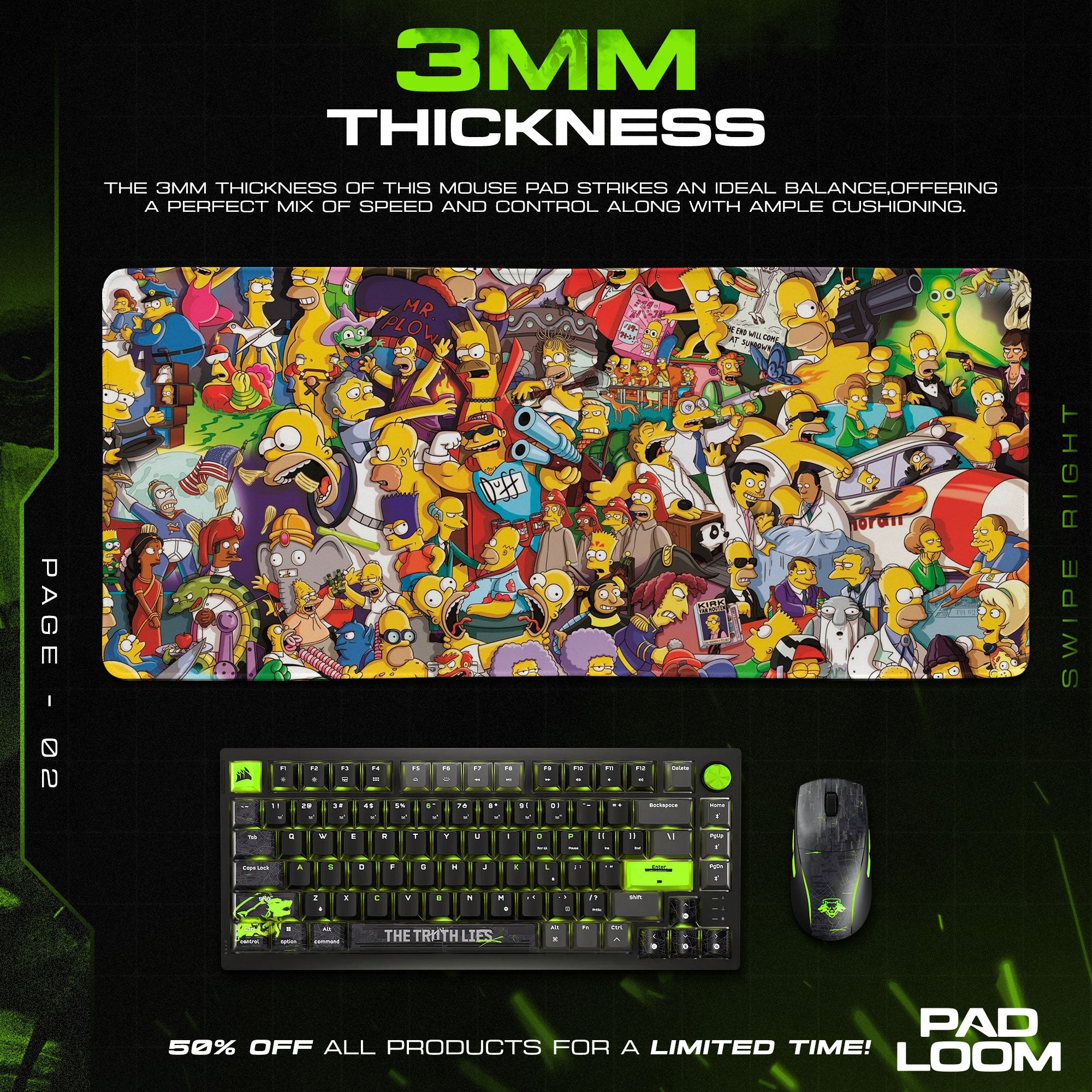 The Simpsons Mouse Pad, Colorful Chaos Cartoon Desk Mat