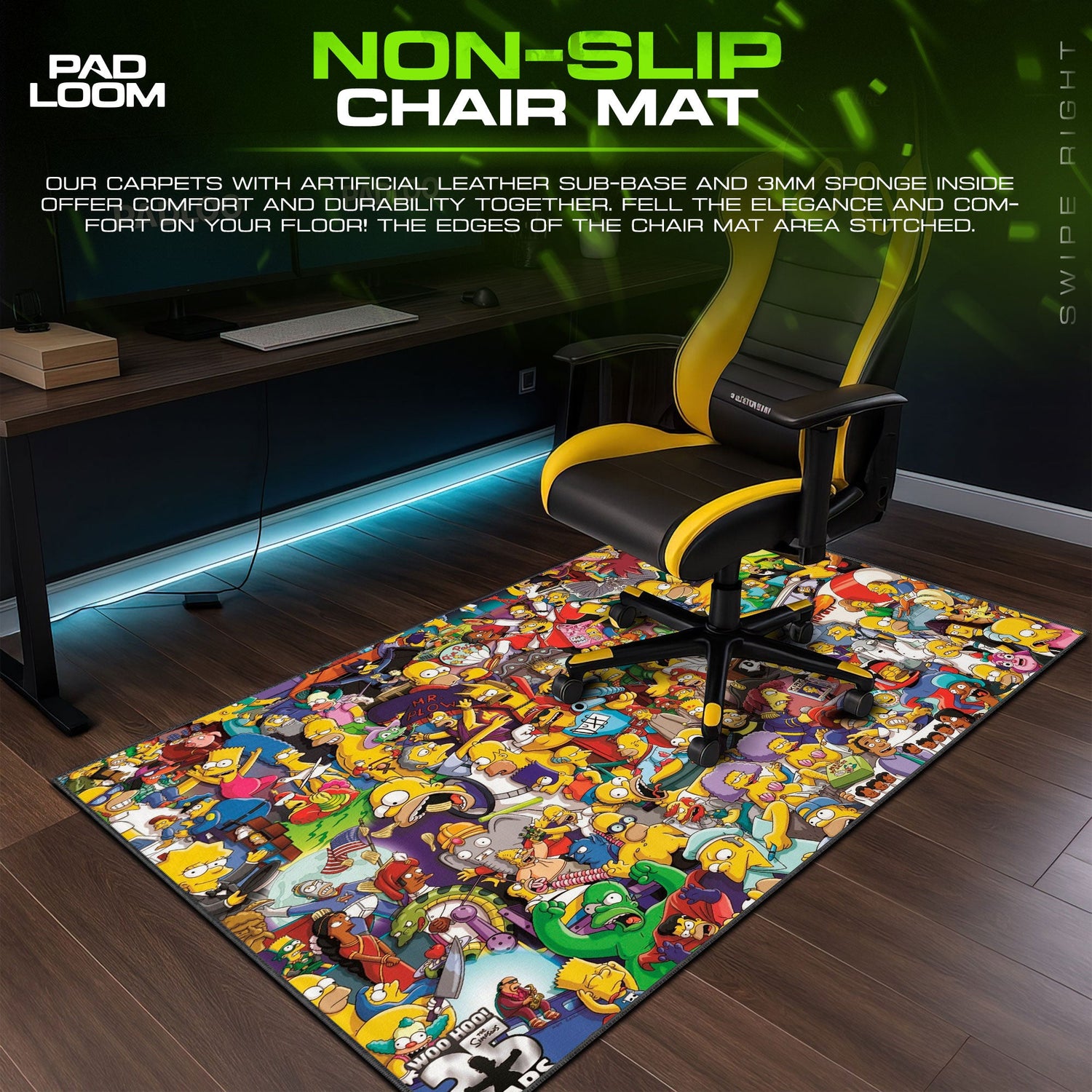 The Simpsons Mouse Pad, Colorful Chaos Cartoon Desk Mat Padloom
