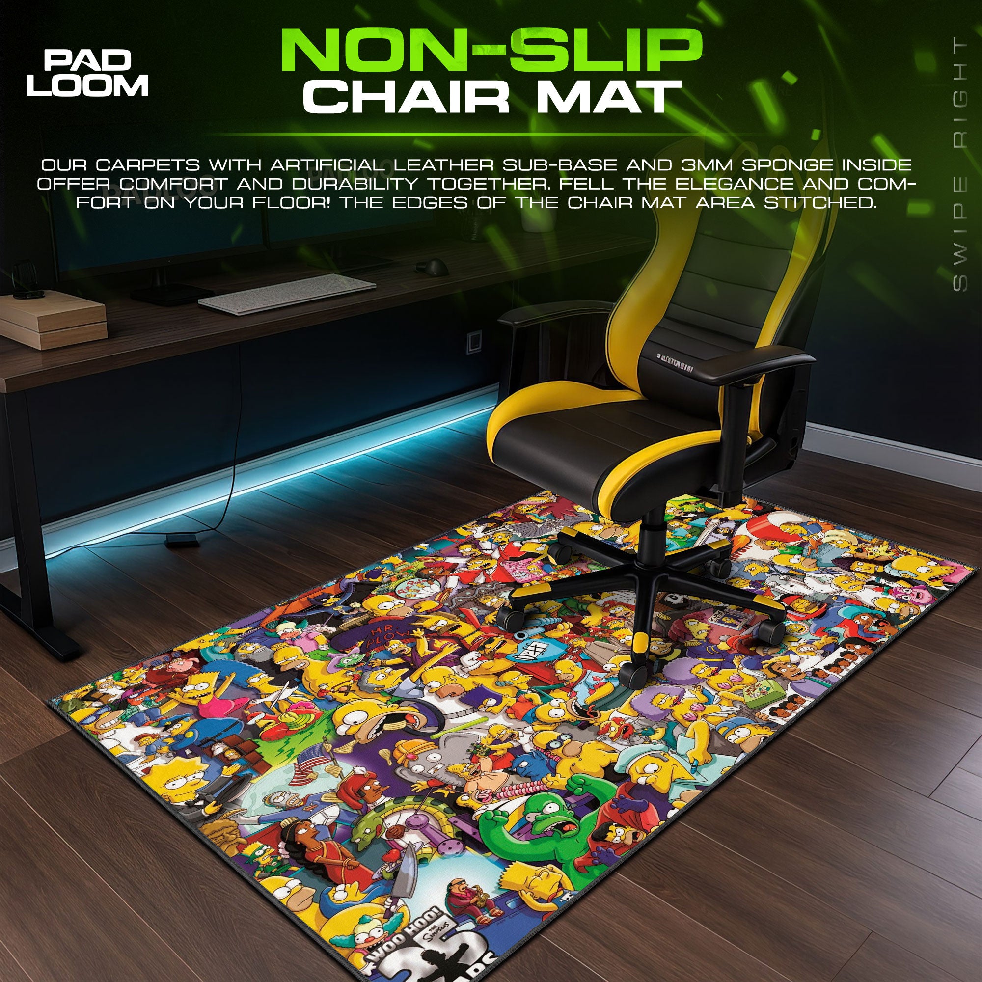 The Simpsons Mouse Pad, Colorful Chaos Cartoon Desk Mat