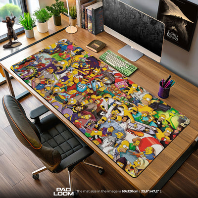 The Simpsons Mouse Pad, Colorful Chaos Cartoon Desk Mat