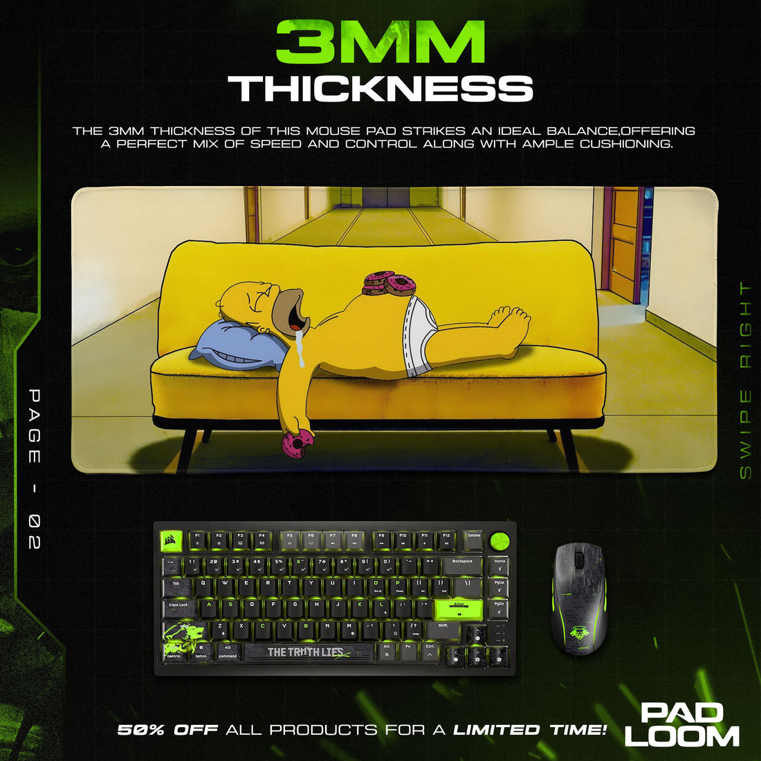 The Simpsons Mouse Pad, Homer Couch Nap Cartoon Desk Mat