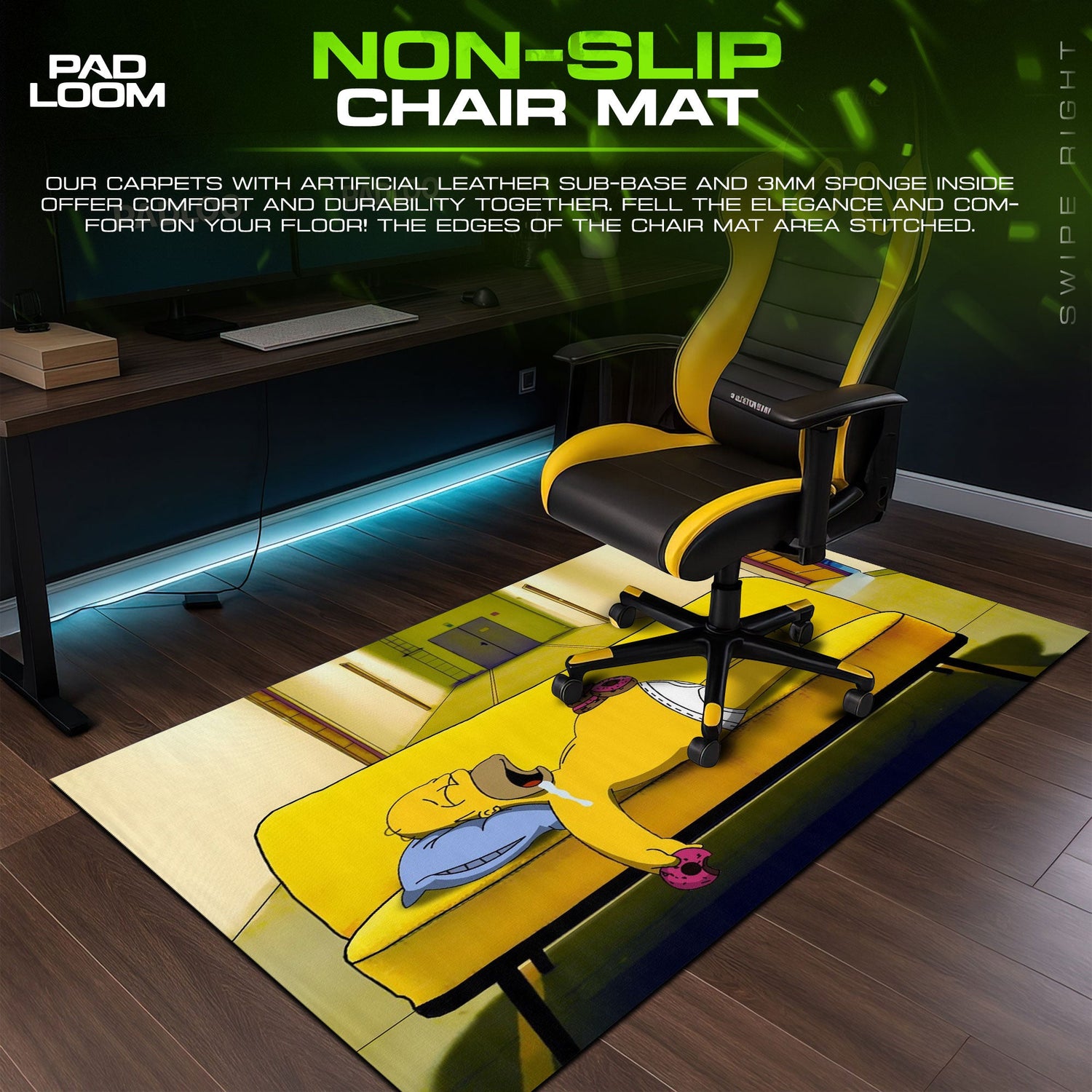 The Simpsons Mouse Pad, Homer Couch Nap Cartoon Desk Mat Padloom