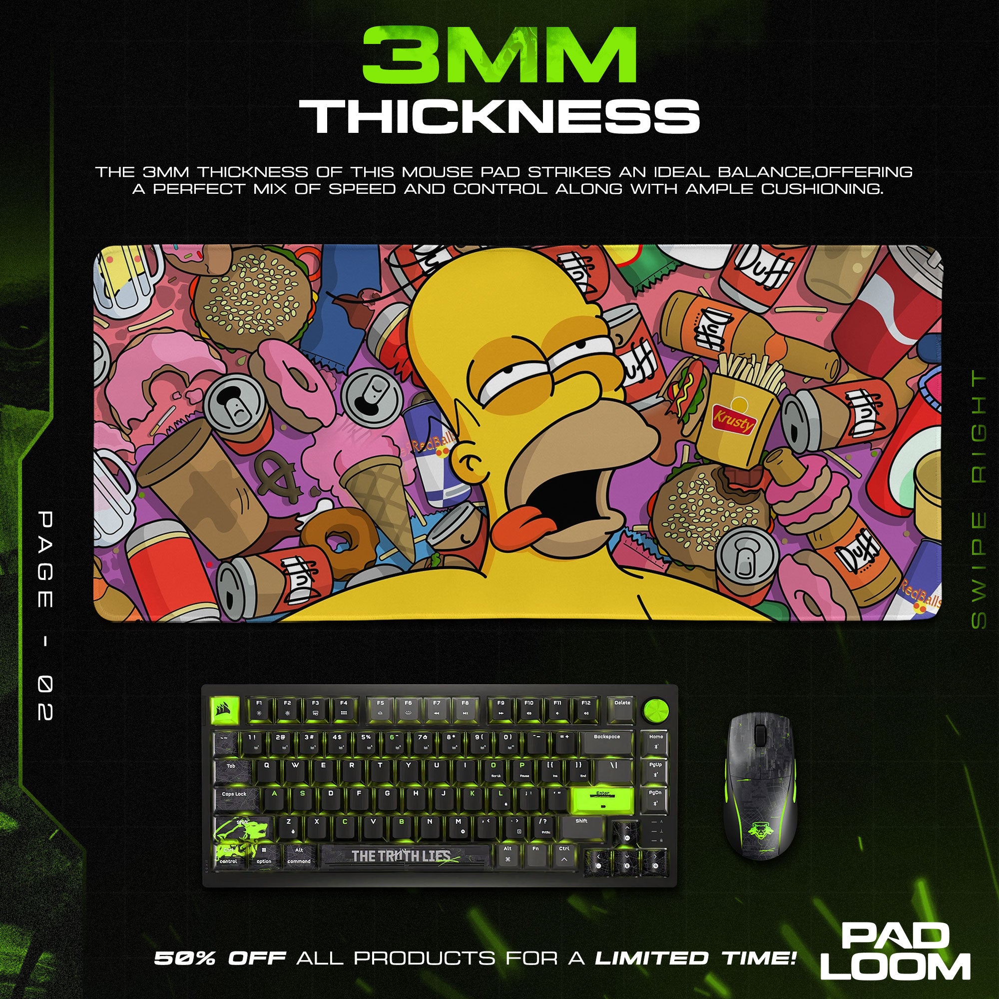 The Simpsons Mouse Pad, Homer Food Overload Cartoon Desk Mat