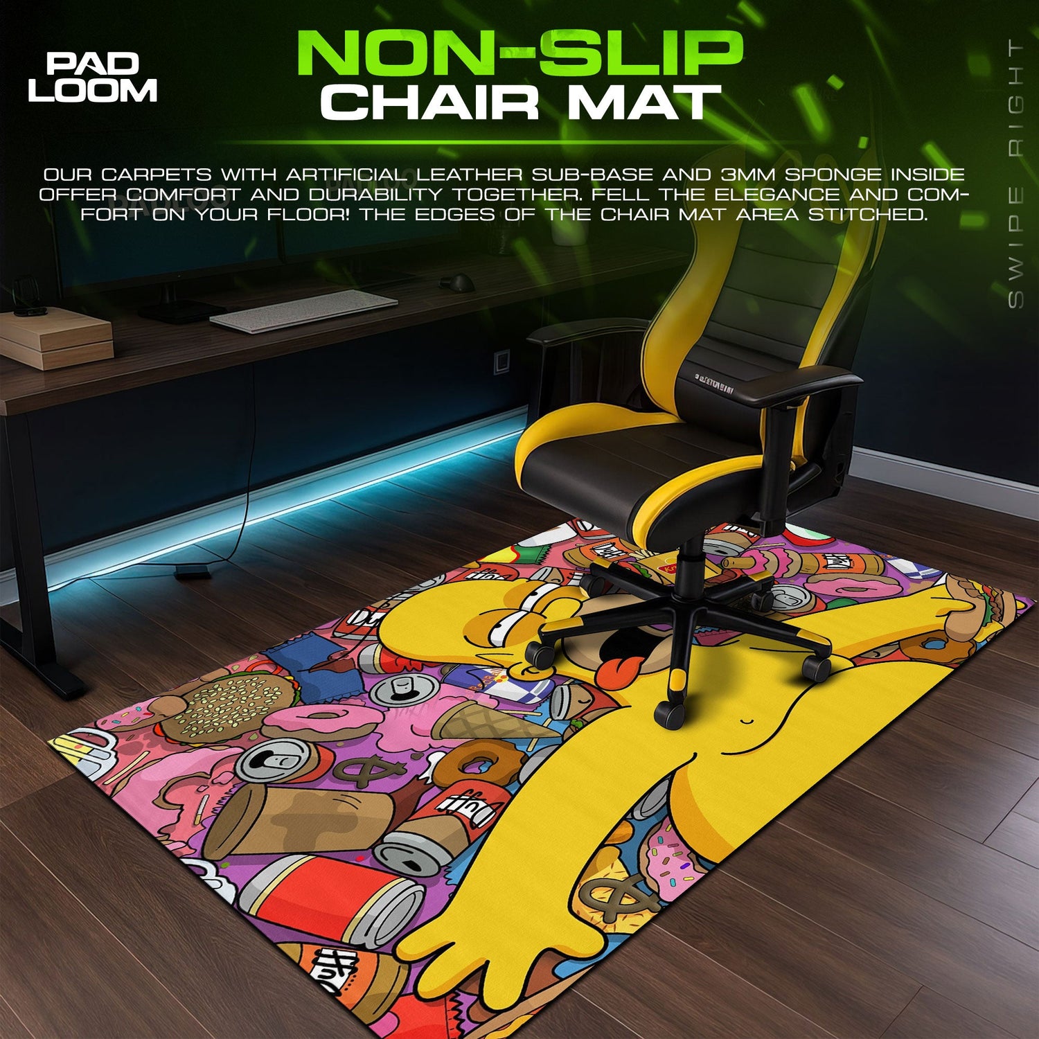 The Simpsons Mouse Pad, Homer Food Overload Cartoon Desk Mat Padloom