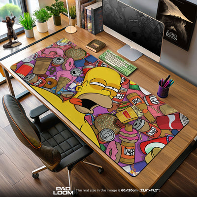 The Simpsons Mouse Pad, Homer Food Overload Cartoon Desk Mat