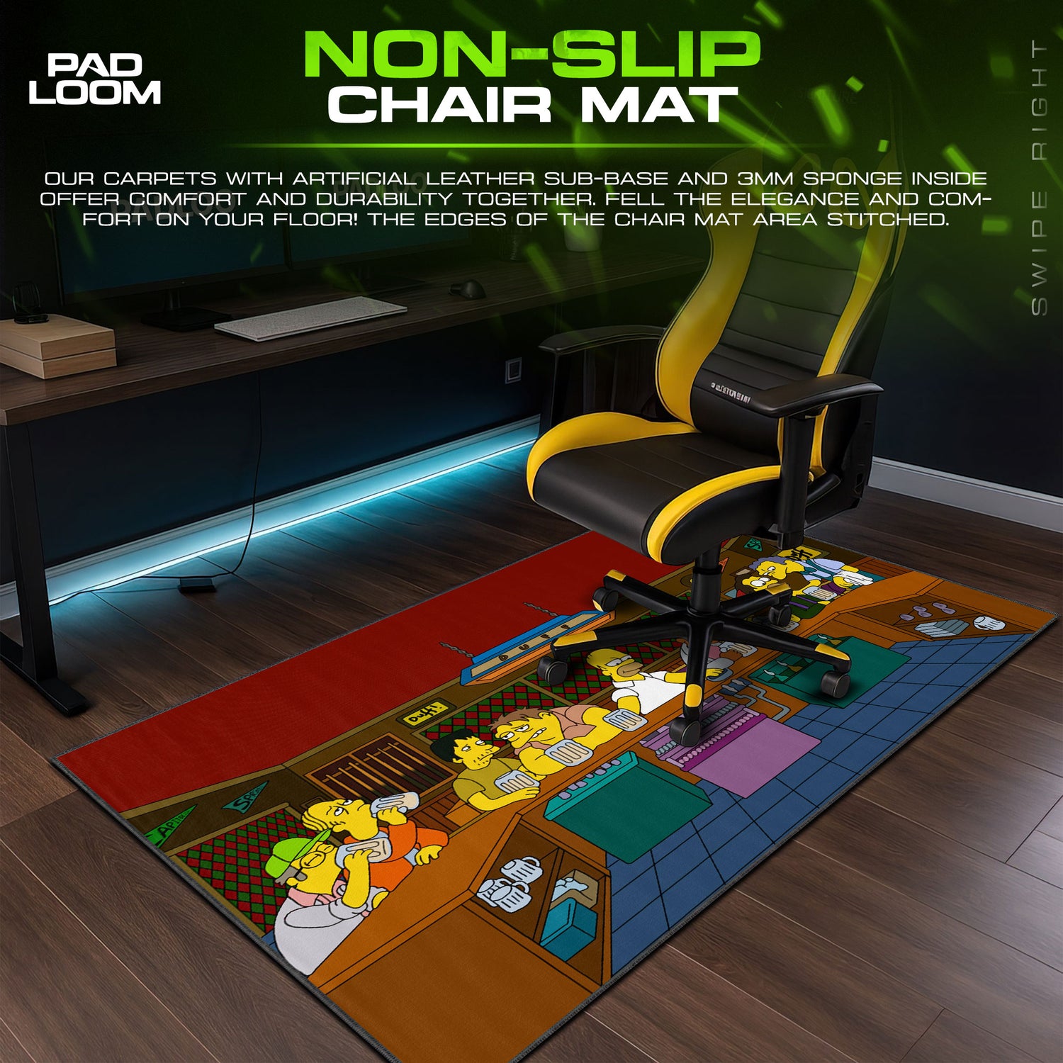 Simpsons desk mat showing full gaming artwork