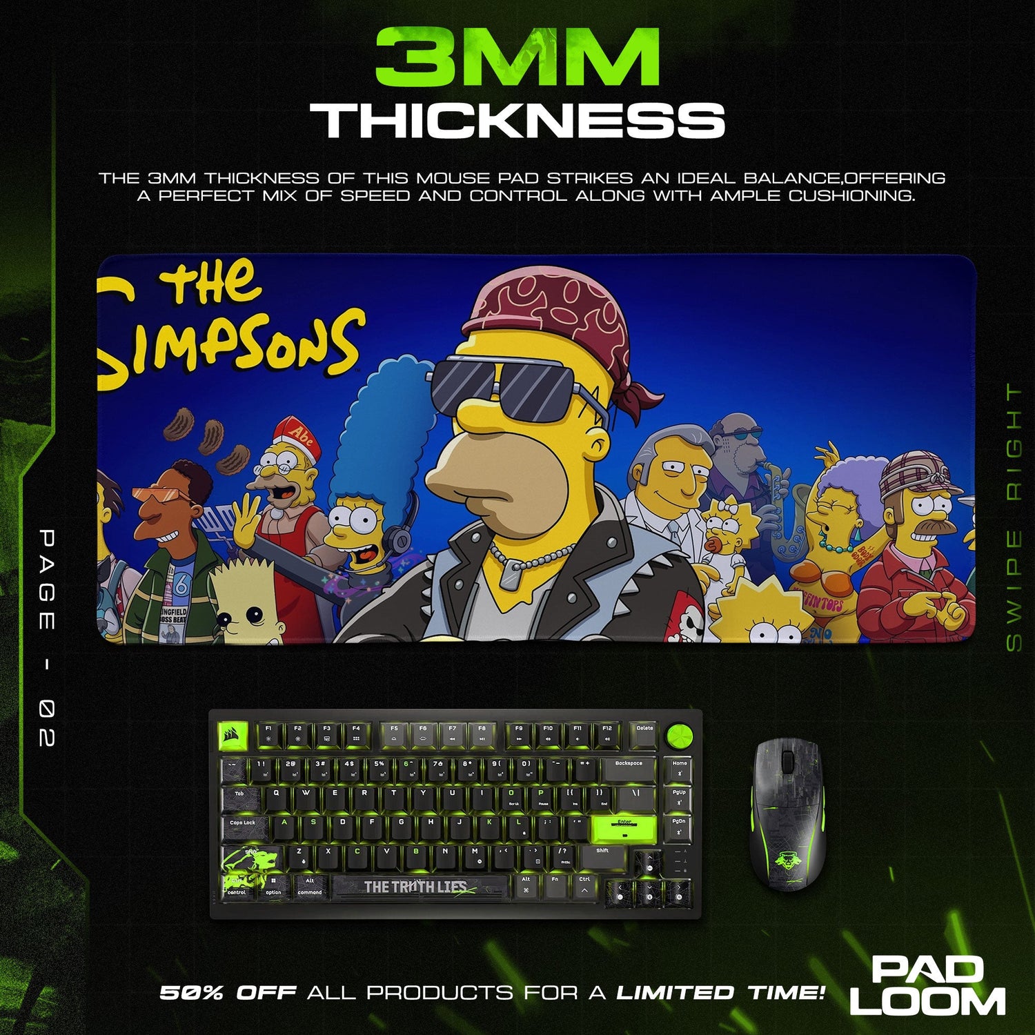 The Simpsons Mouse Pad, Rock Band Style Cartoon Desk Mat Padloom