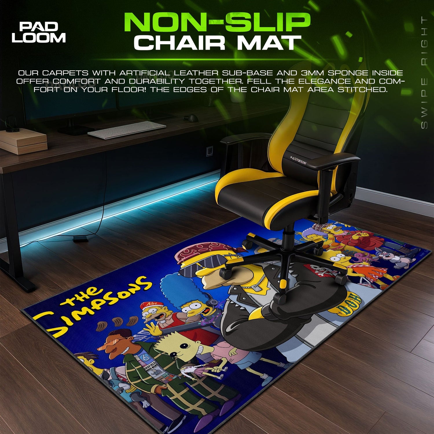 The Simpsons Mouse Pad, Rock Band Style Cartoon Desk Mat Padloom