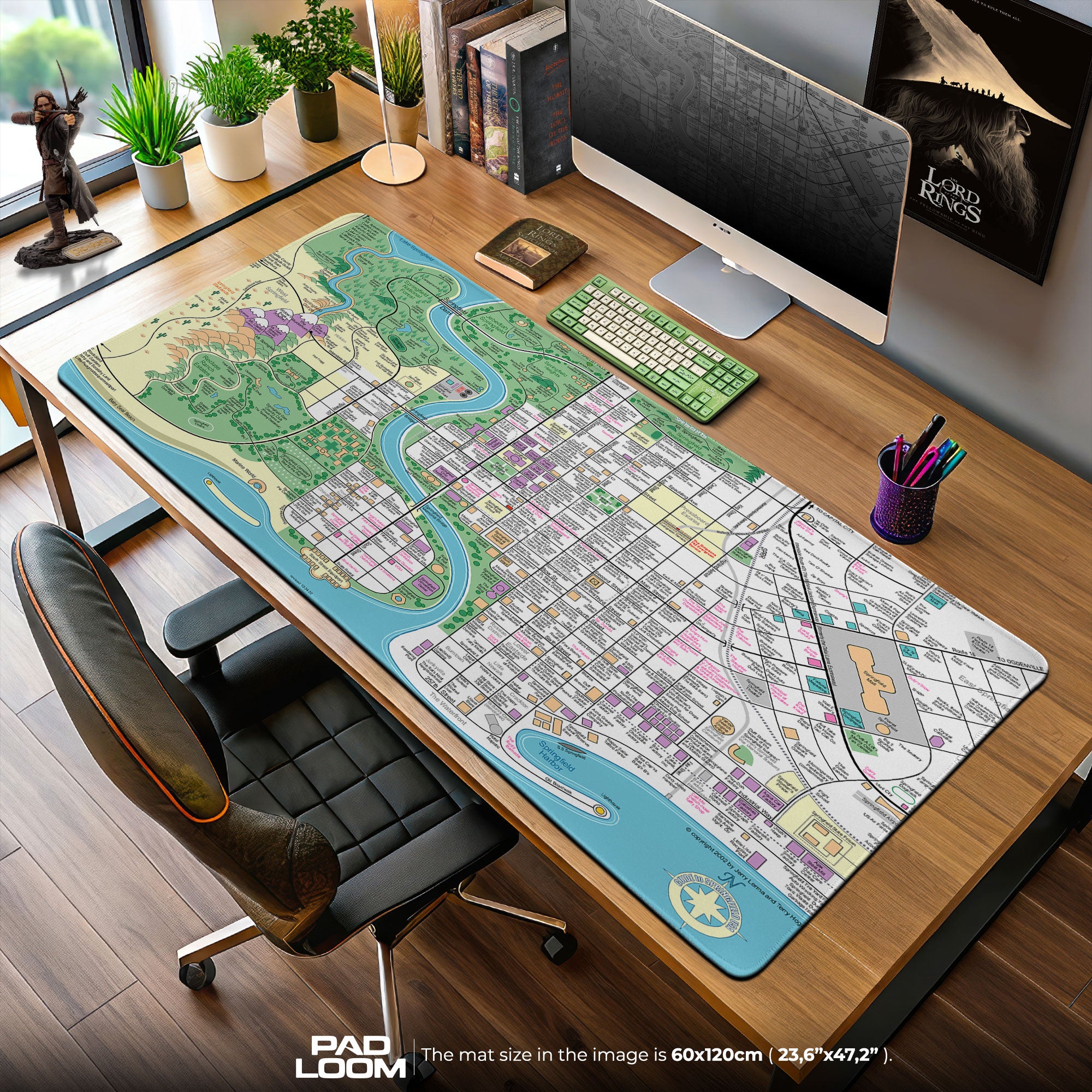 The Simpsons Mouse Pad, Springfield City Map Cartoon Desk Mat
