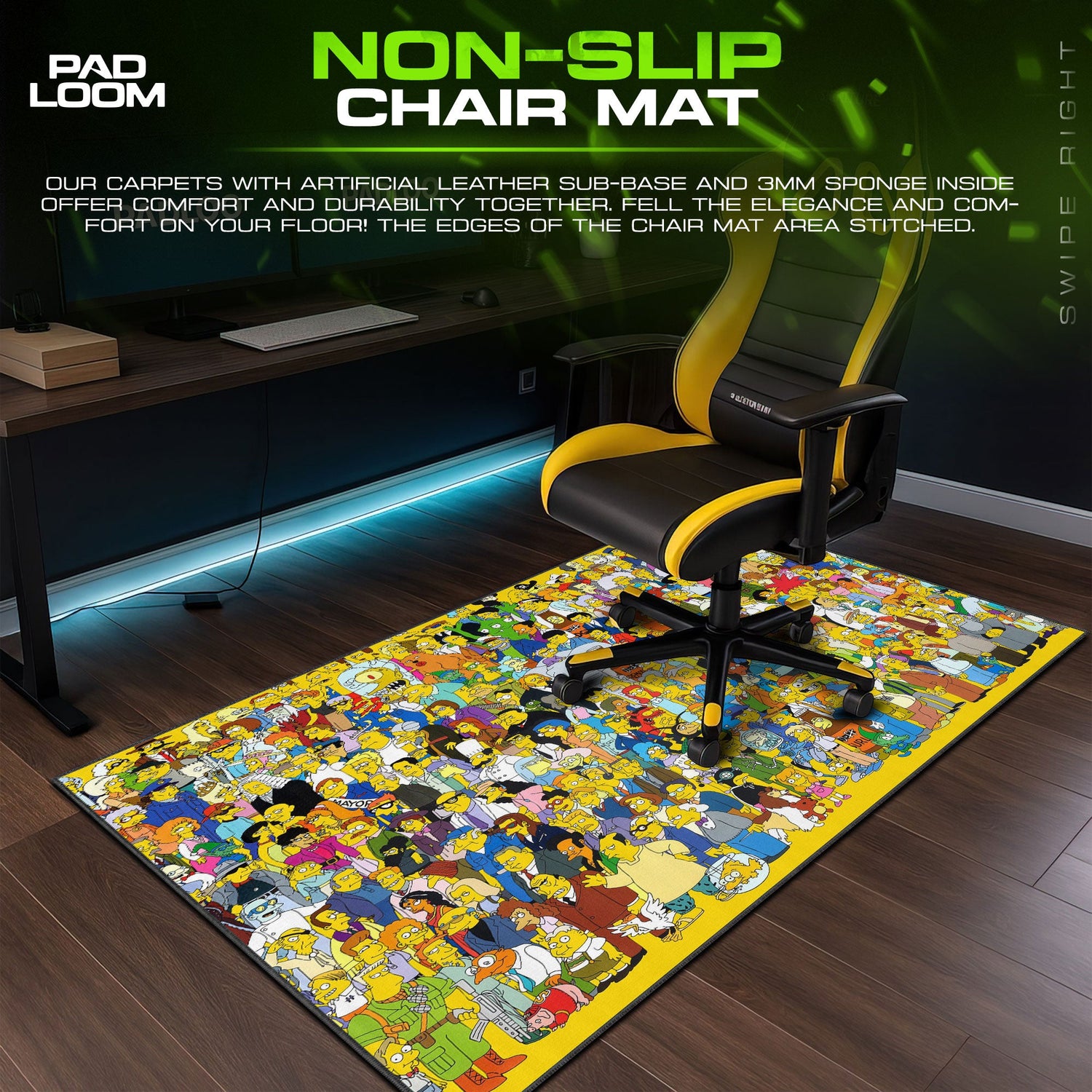 The Simpsons Mouse Pad, Springfield Crowd Cartoon Desk Mat Padloom
