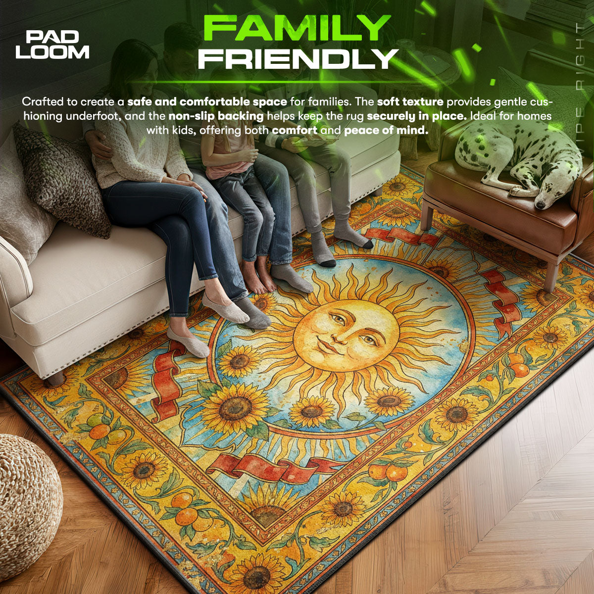 Area character design printed on rug