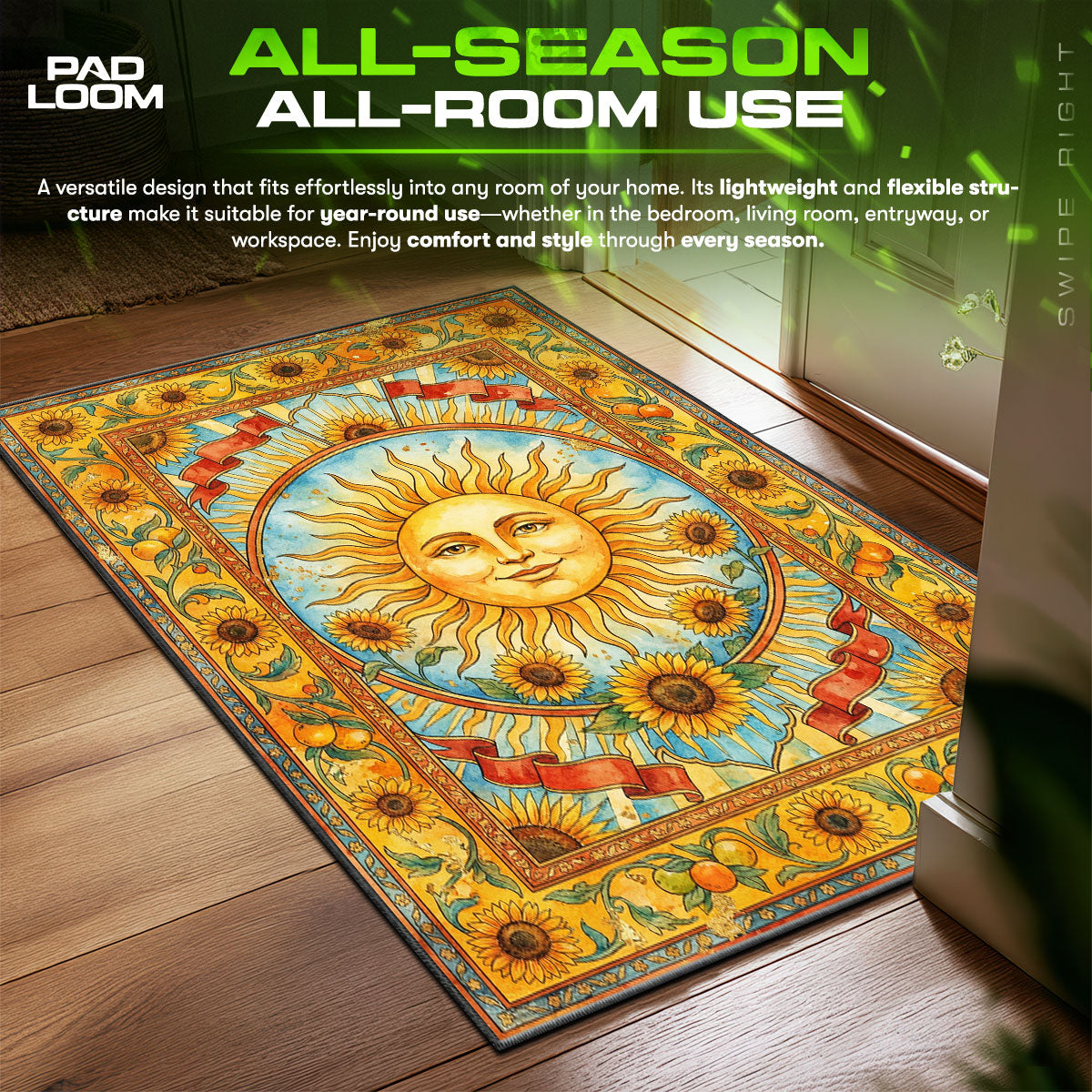 Detailed close-up of Sun rug pattern