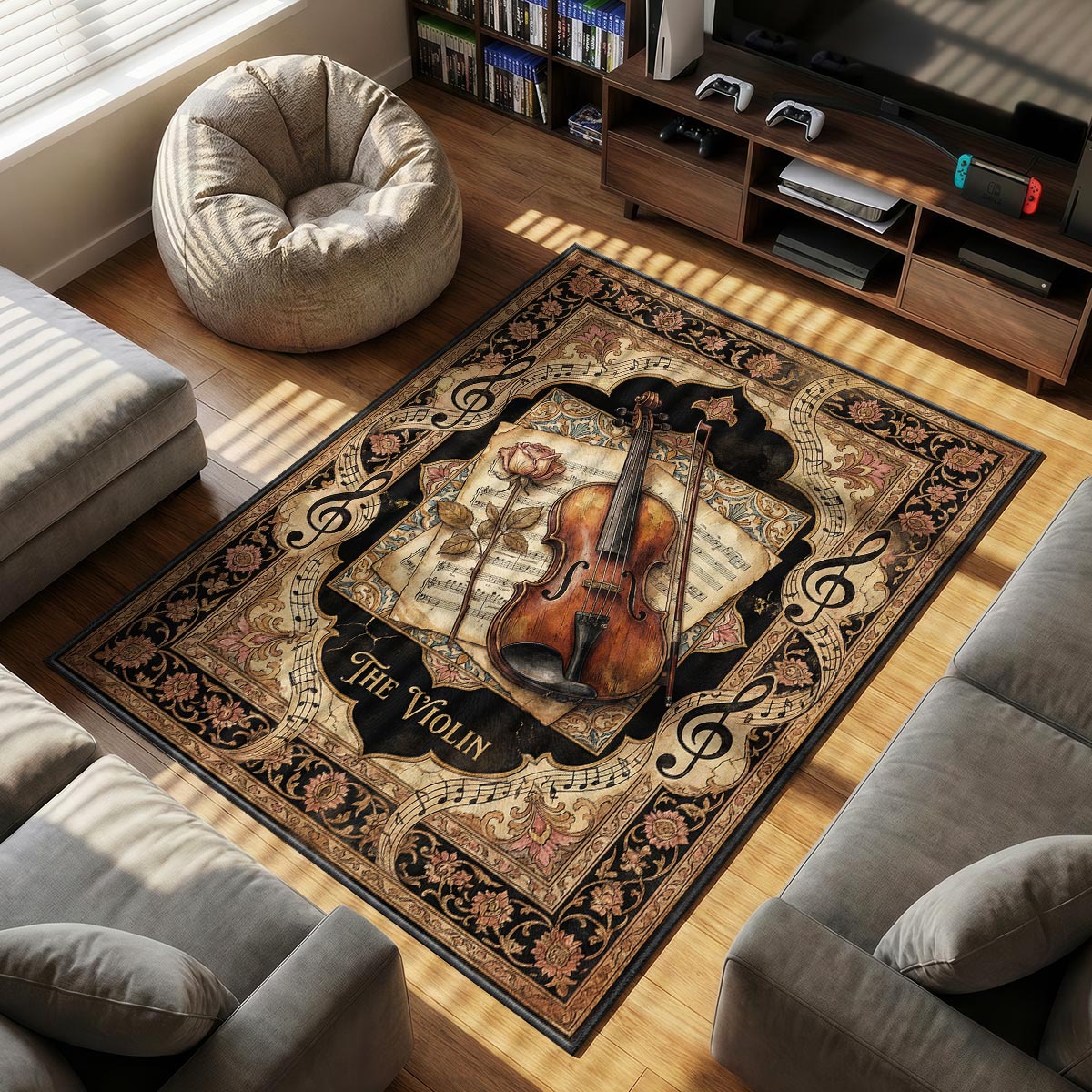 Area character design printed on rug