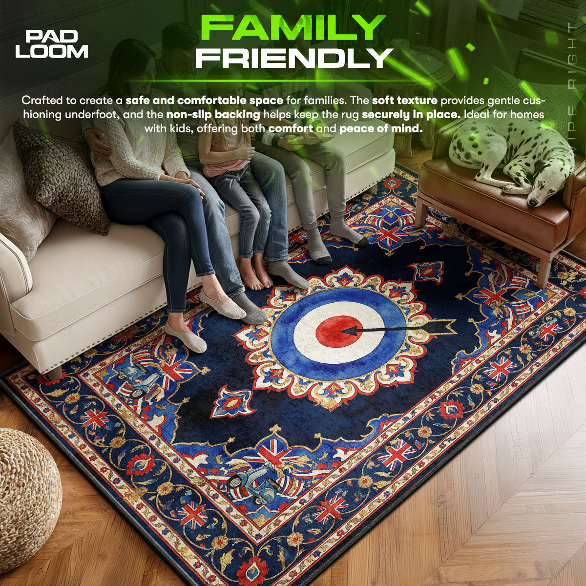 Area character design printed on rug
