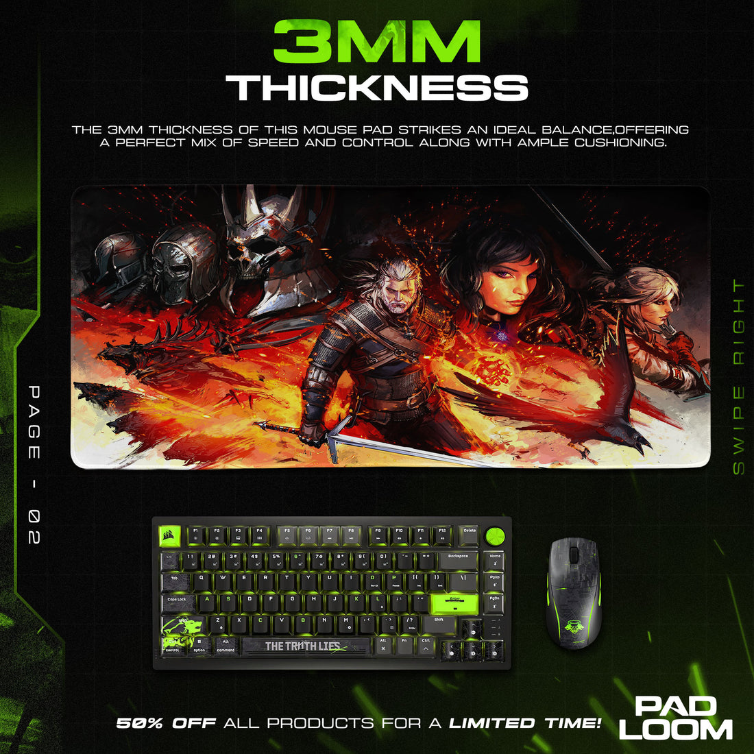 The Witcher Geralt Mouse Pad, Game Art Gaming Desk Mat