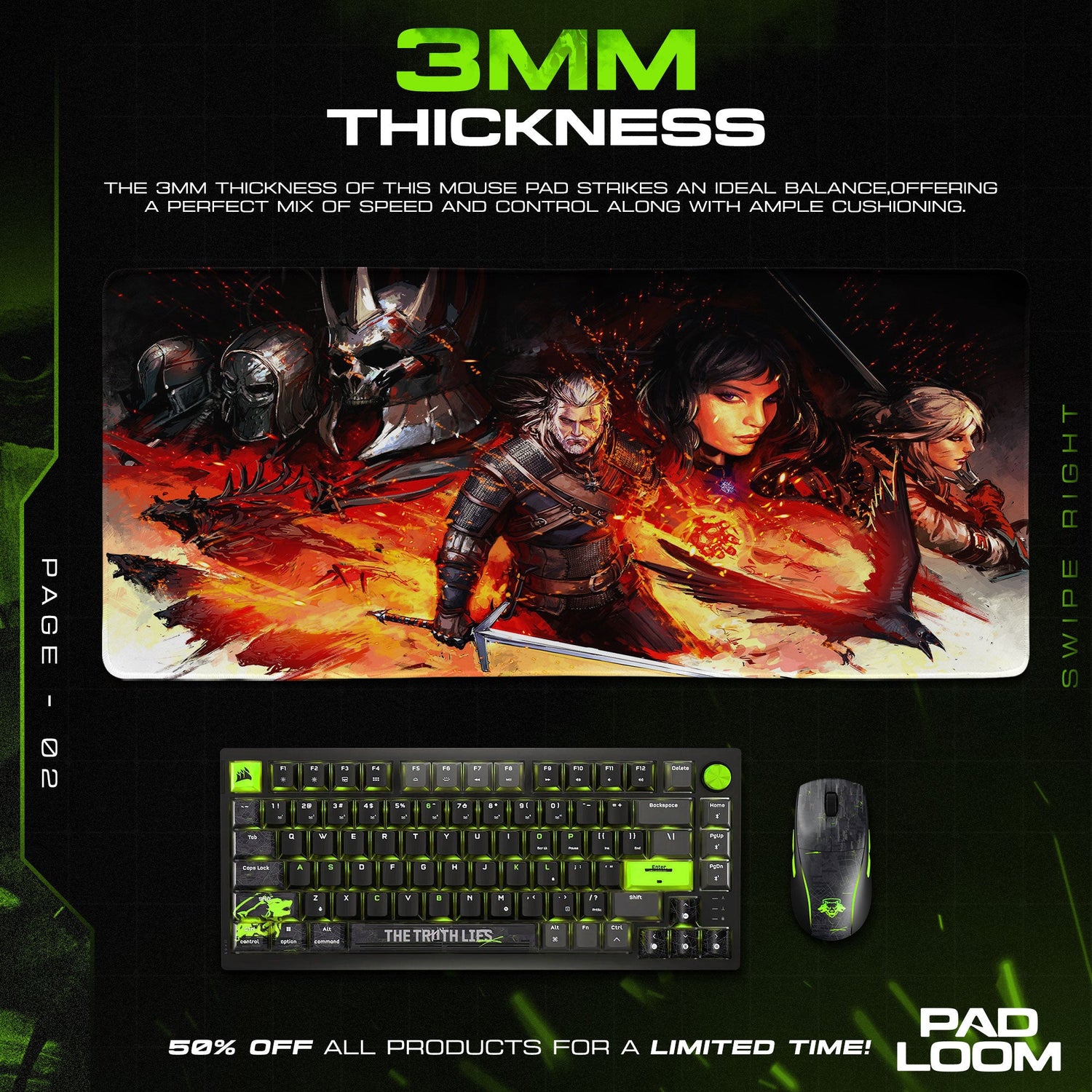 The Witcher Geralt Mouse Pad, Game Art Gaming Desk Mat Padloom