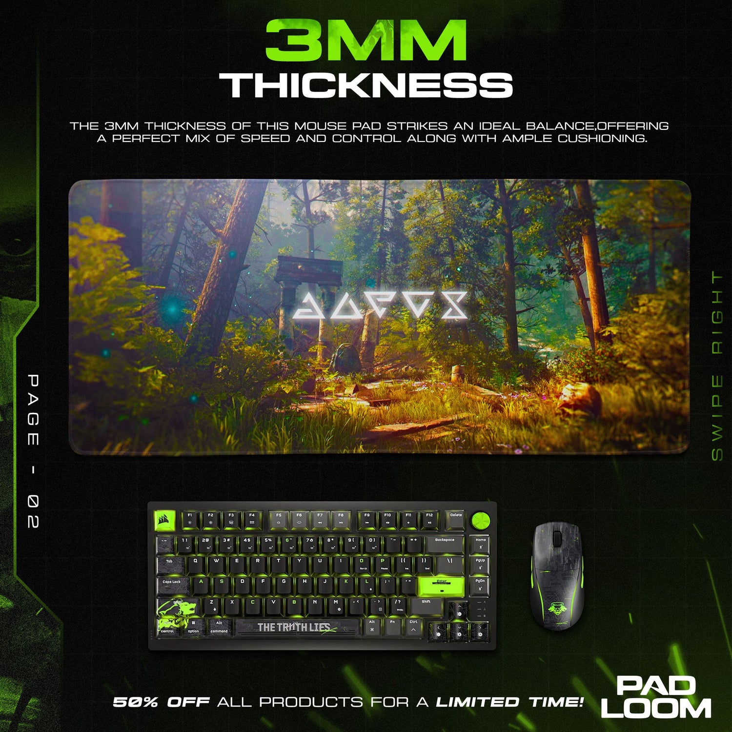 The Witcher Mouse Pad, Enchanted Forest Gamer Desk Mat Padloom