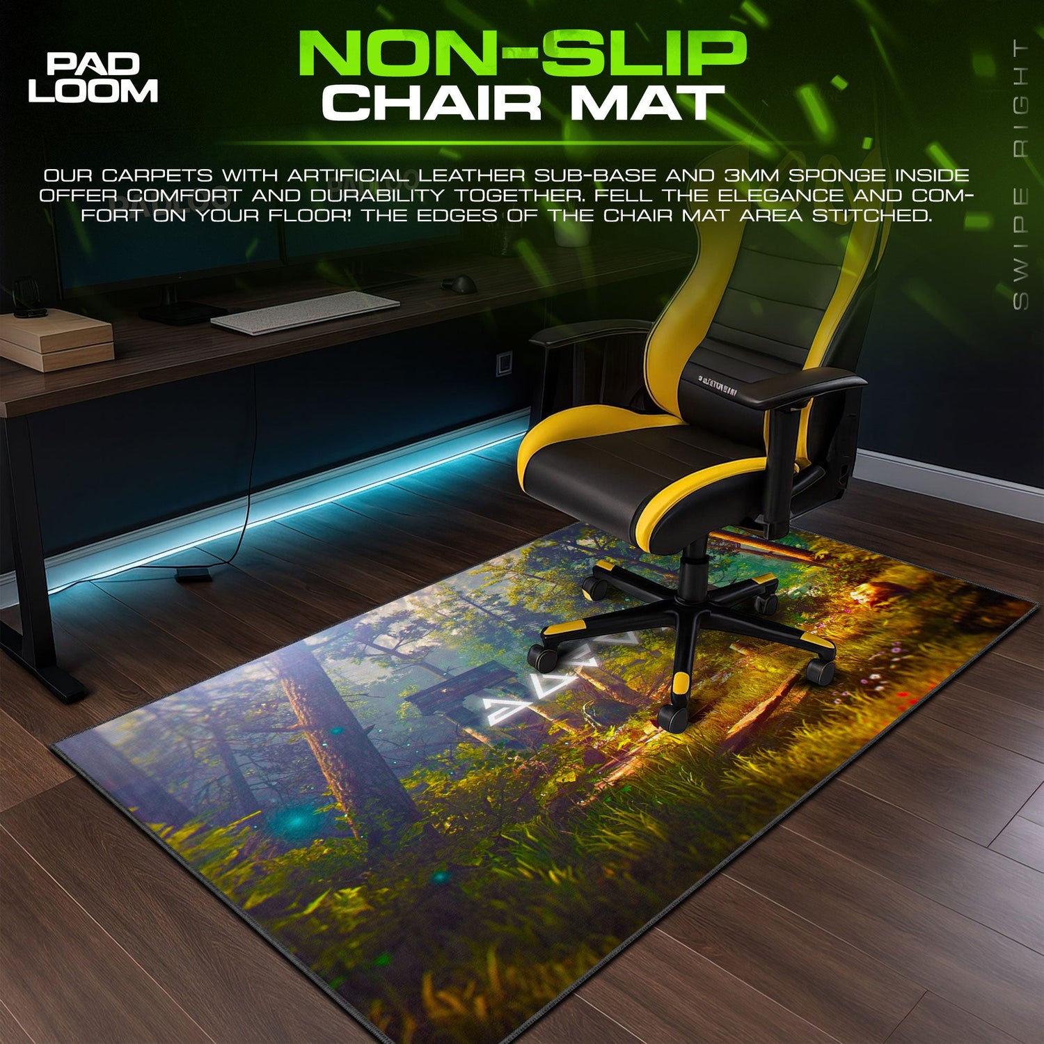 The Witcher Mouse Pad, Enchanted Forest Gamer Desk Mat Padloom
