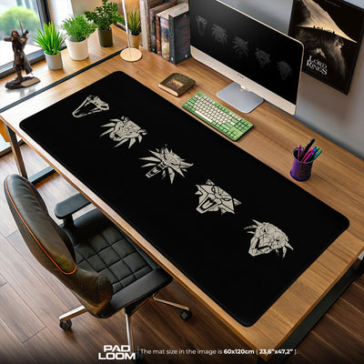 The Witcher School Emblems Mouse Pad, Game Symbol Gaming Desk Mat