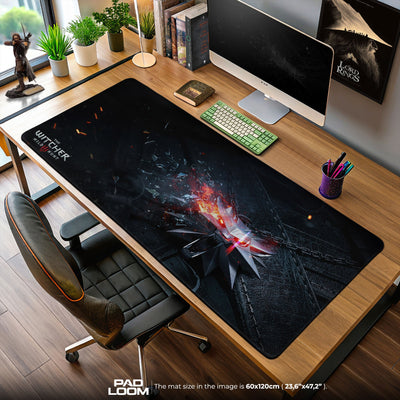 The Witcher Wolf Medallion Mouse Pad, Game Icon Gaming Desk Mat