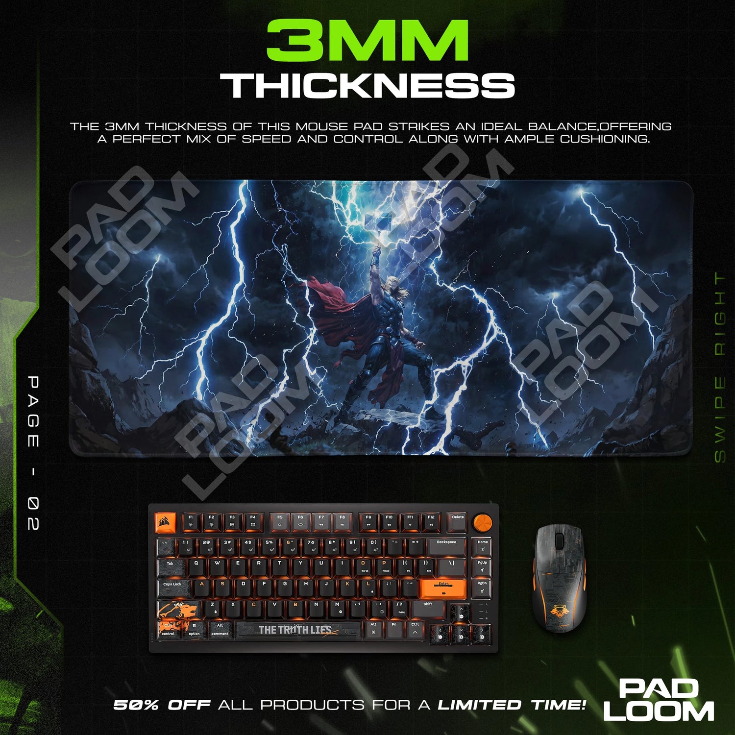 Thor Lightning Call Mouse Pad - Marvel Desk Mat