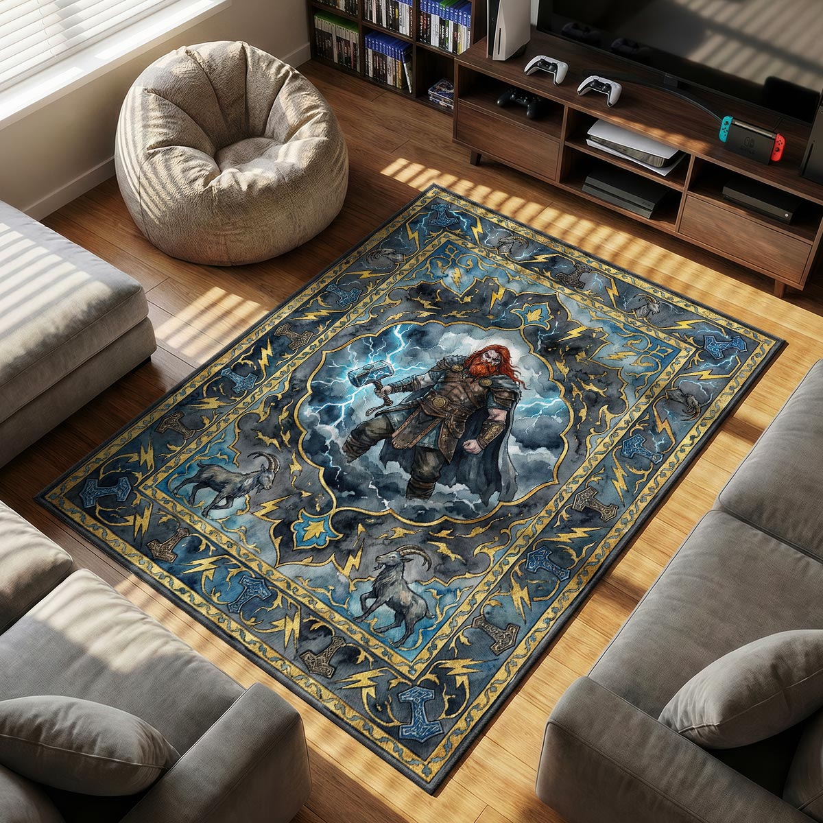 Thor Lightning Storm Rug - God of War Chair Mat