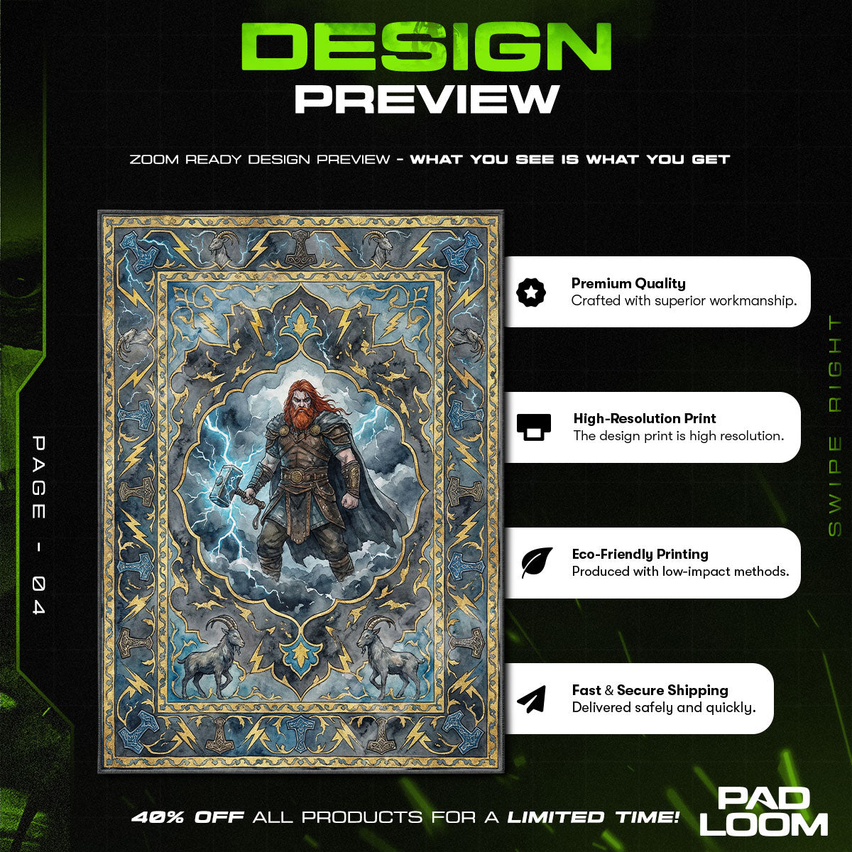 Thor Lightning Storm Rug - God of War Chair Mat