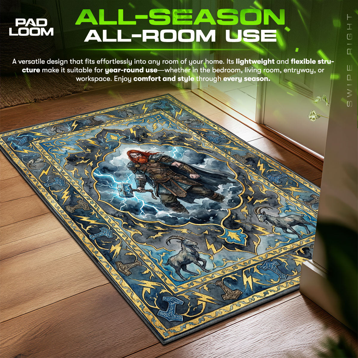 Thor Lightning Storm Rug - God of War Chair Mat