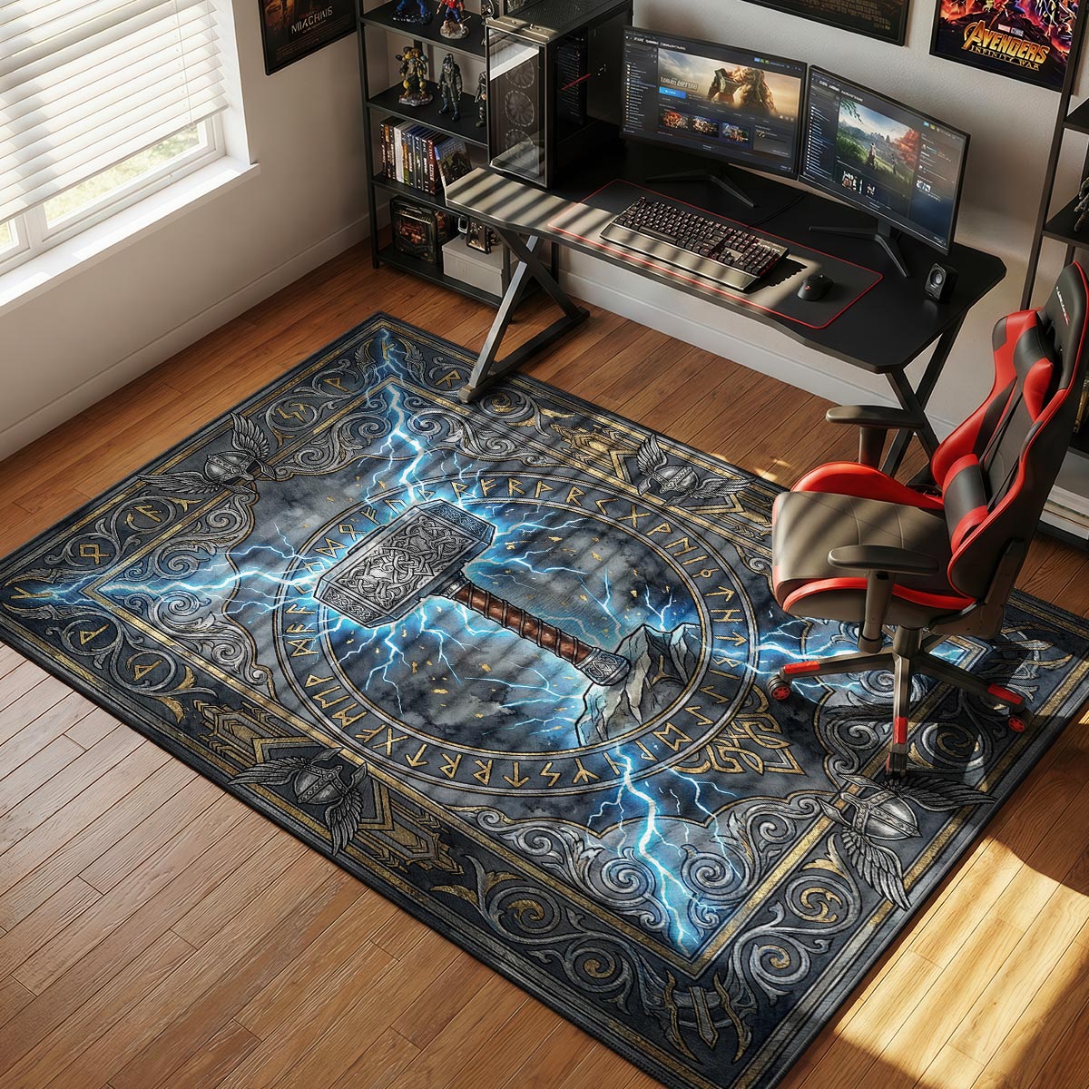Thor Mjolnir Lightning Marvel Room rug — main product view