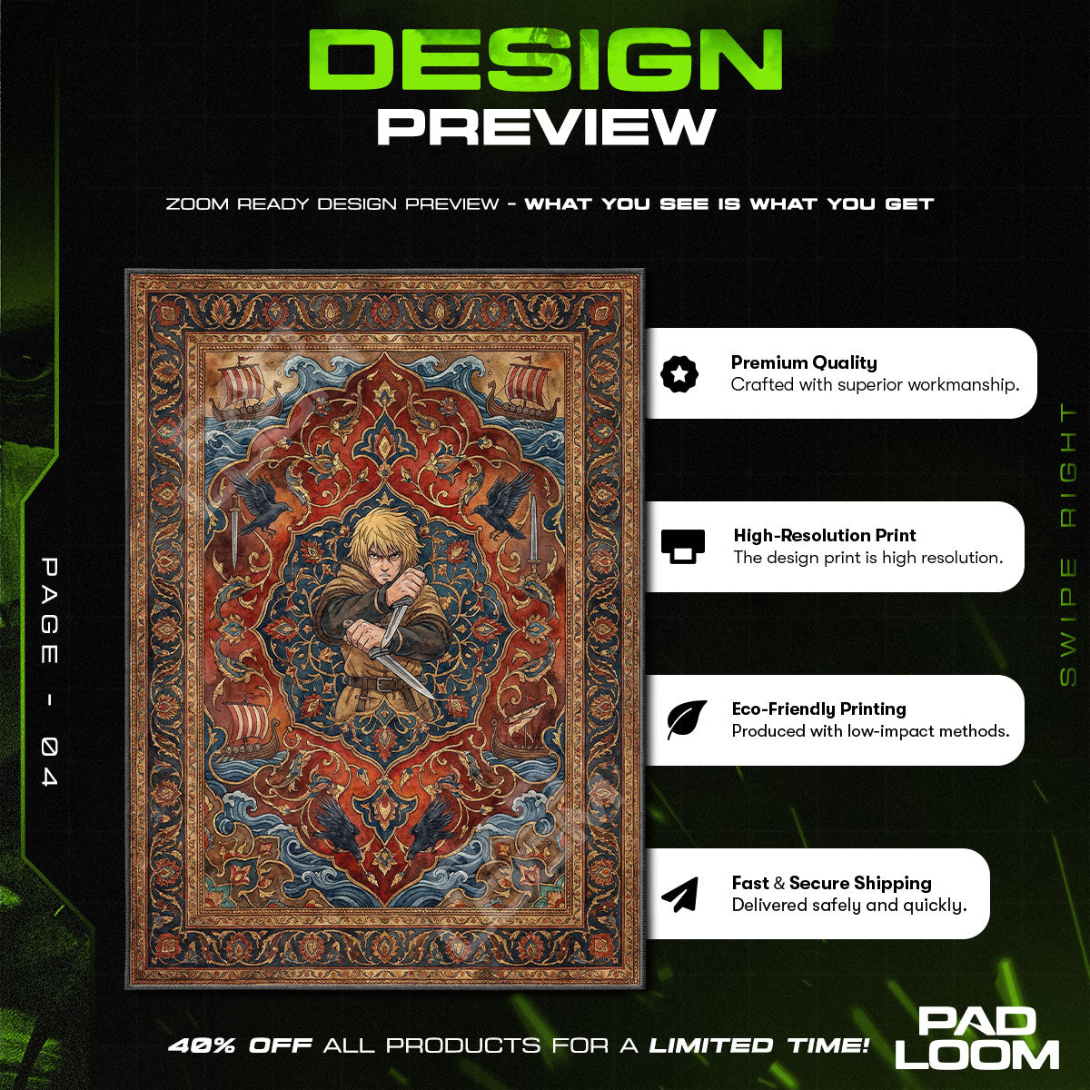 Chair character design printed on rug