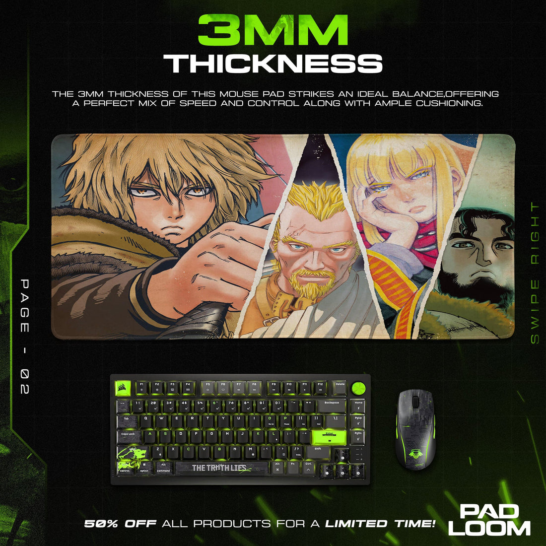 Thorfinn Legacy Mouse Pad - Viking Warriors Anime Desk Mat Padloom