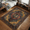 Thorfinn Vinland Saga viking sword surrounded by ancient runes and ravens in ornate Norse art style area rug and floor mat