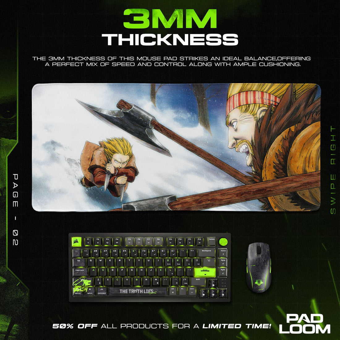 Thorfinn vs Thorkell Mouse Pad - Viking Saga Gaming Desk Mat Padloom