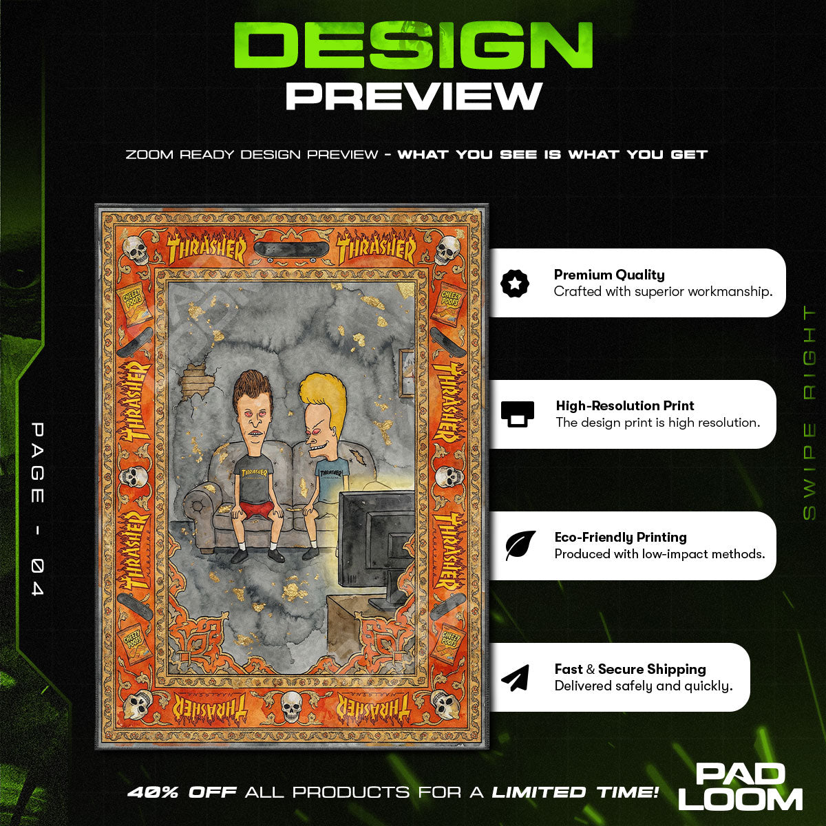 Floor character design printed on rug