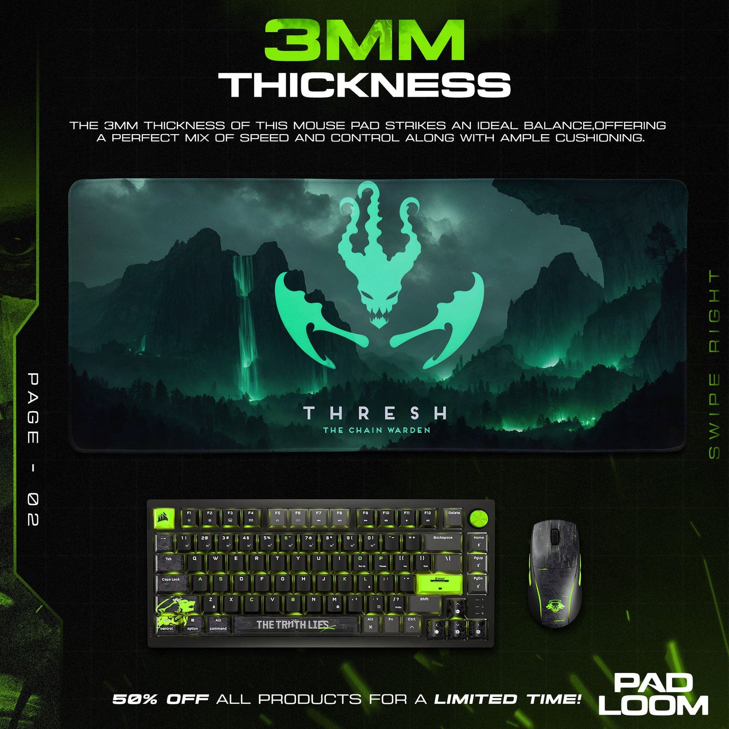 Thresh Chain Warden Mouse Pad, League of Legends Gaming Desk Mat Padloom