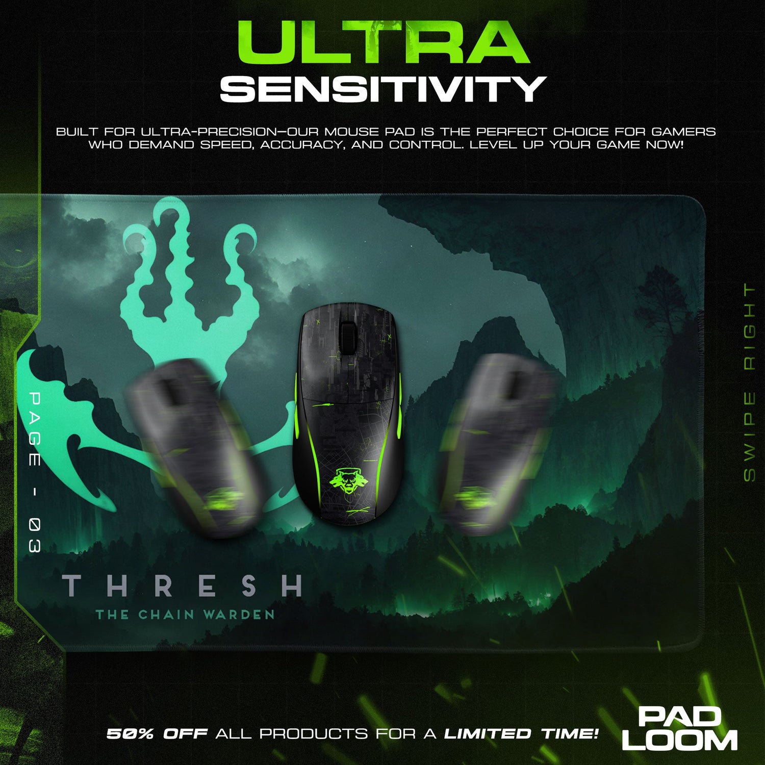 Thresh Chain Warden Mouse Pad, League of Legends Gaming Desk Mat Padloom