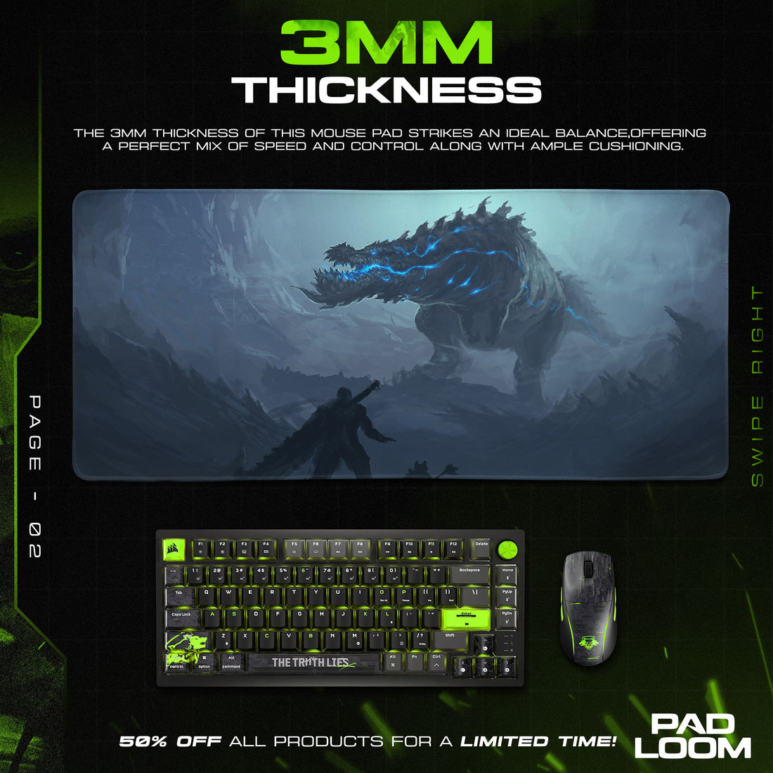 Thunder Dragon Confrontation Mouse Pad, Game Monster Hunter Desk Mat