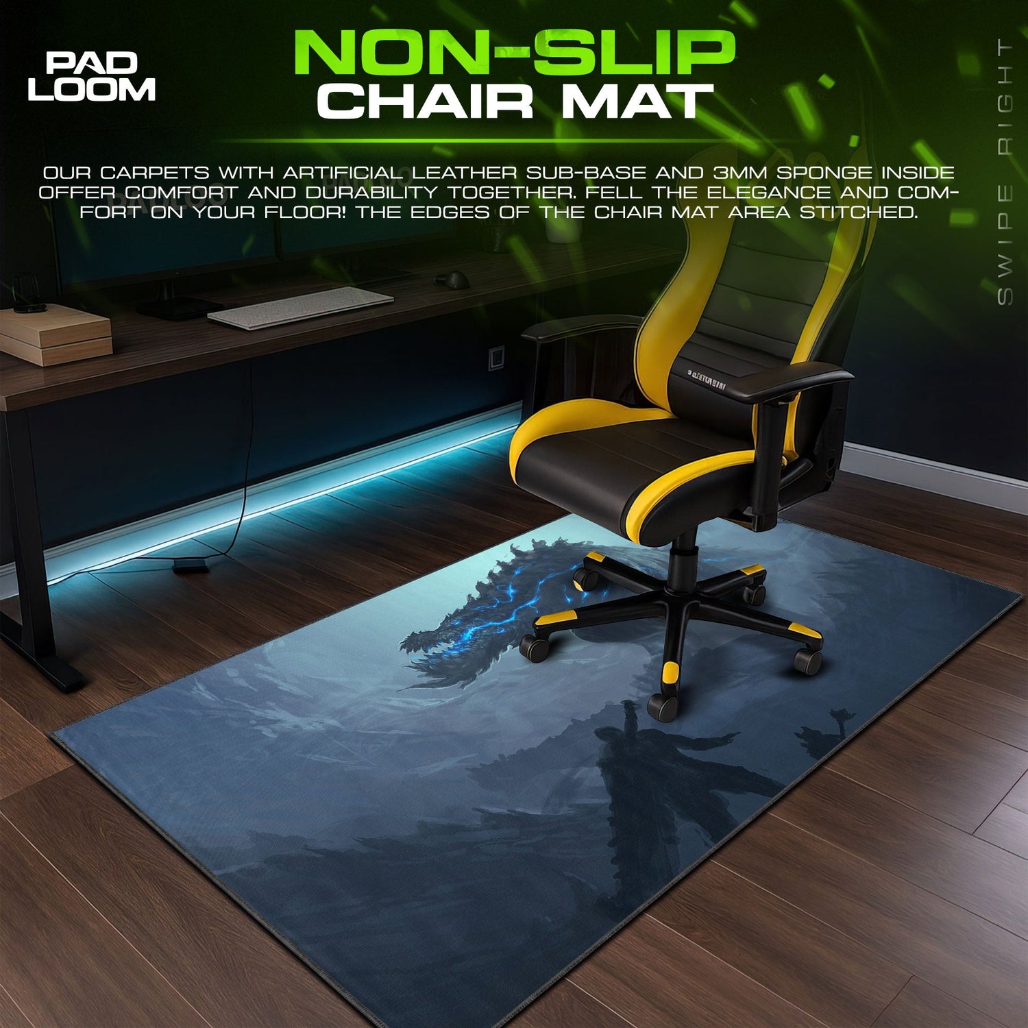 Thunder Dragon Confrontation Mouse Pad, Game Monster Hunter Desk Mat Padloom