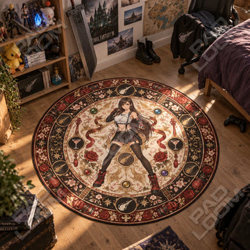 Tifa Fighting Round Rug - Final Fantasy Chair Mat