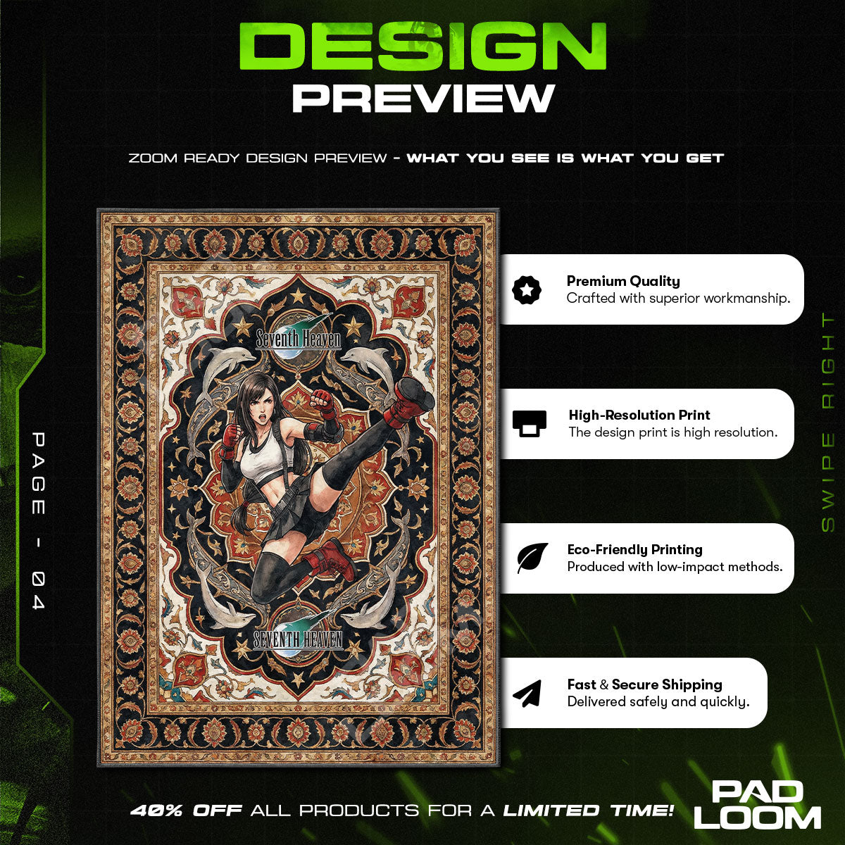 Tifa Lockhart Seventh Heaven Rug - Final Fantasy VII Chair Mat