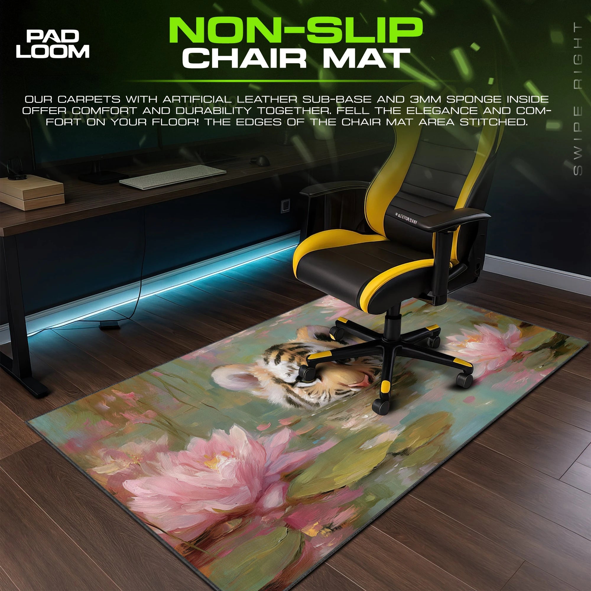 Tiger Cub Lily Pond Mouse Pad - Oil Painting Desk Mat