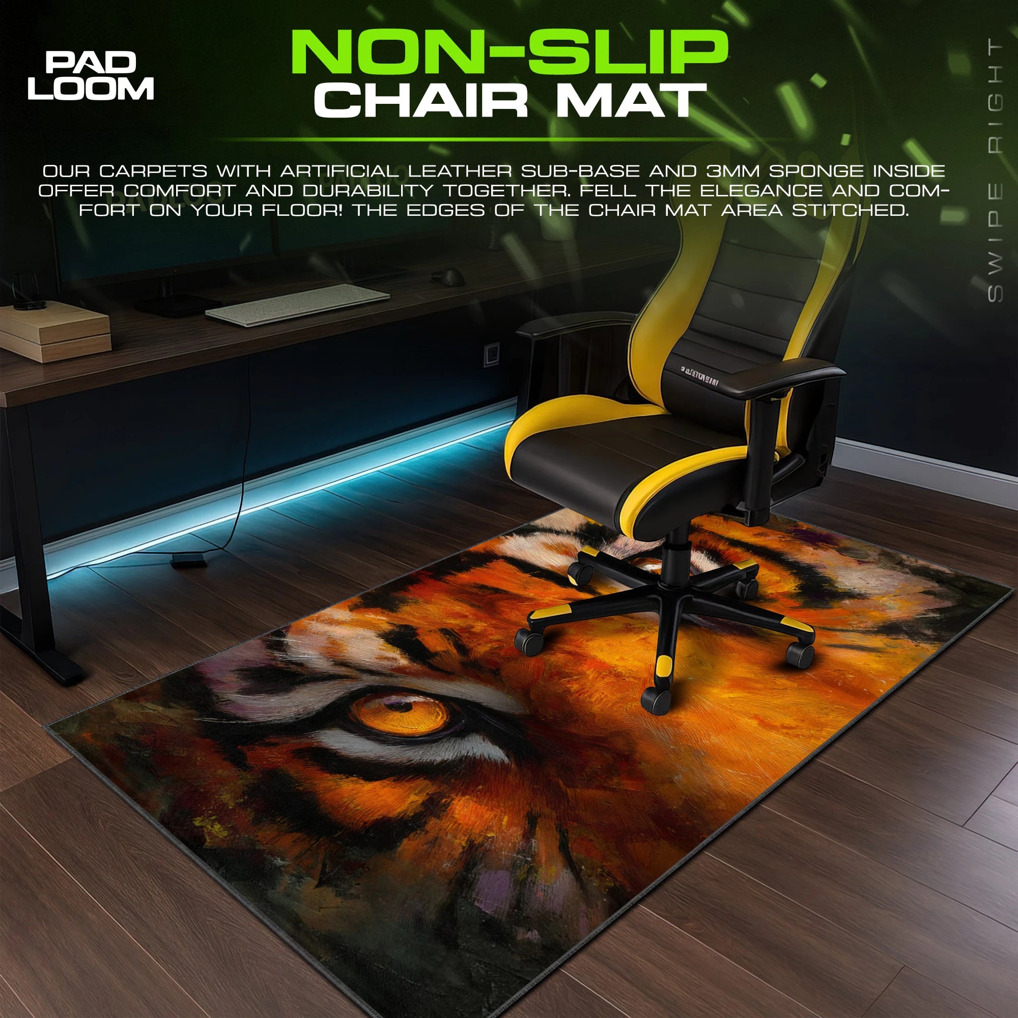 Tiger Gaze Ember Mouse Pad - Wildlife Desk Mat