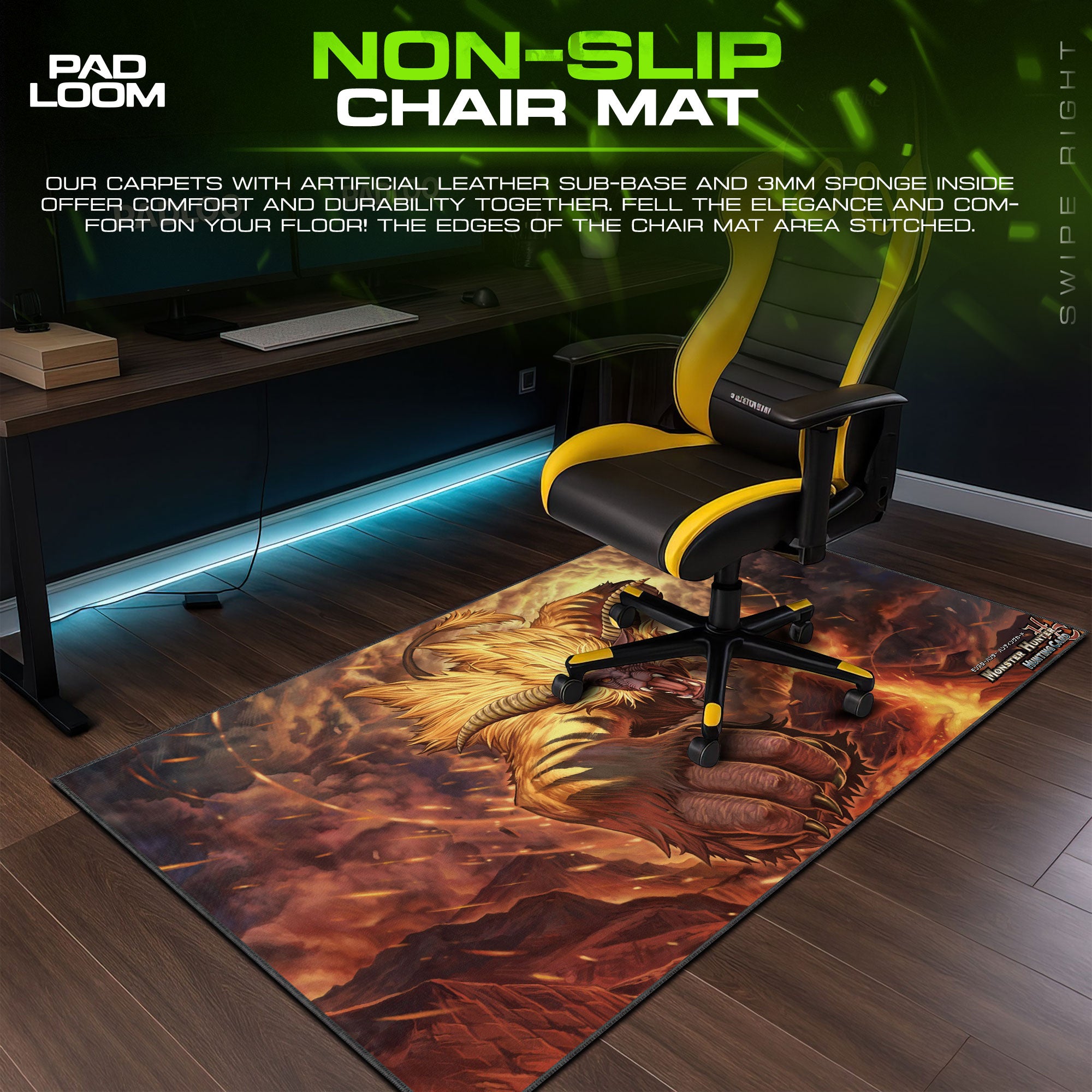 Tigrex Fury Attack Mouse Pad, Game Monster Hunter Desk Mat