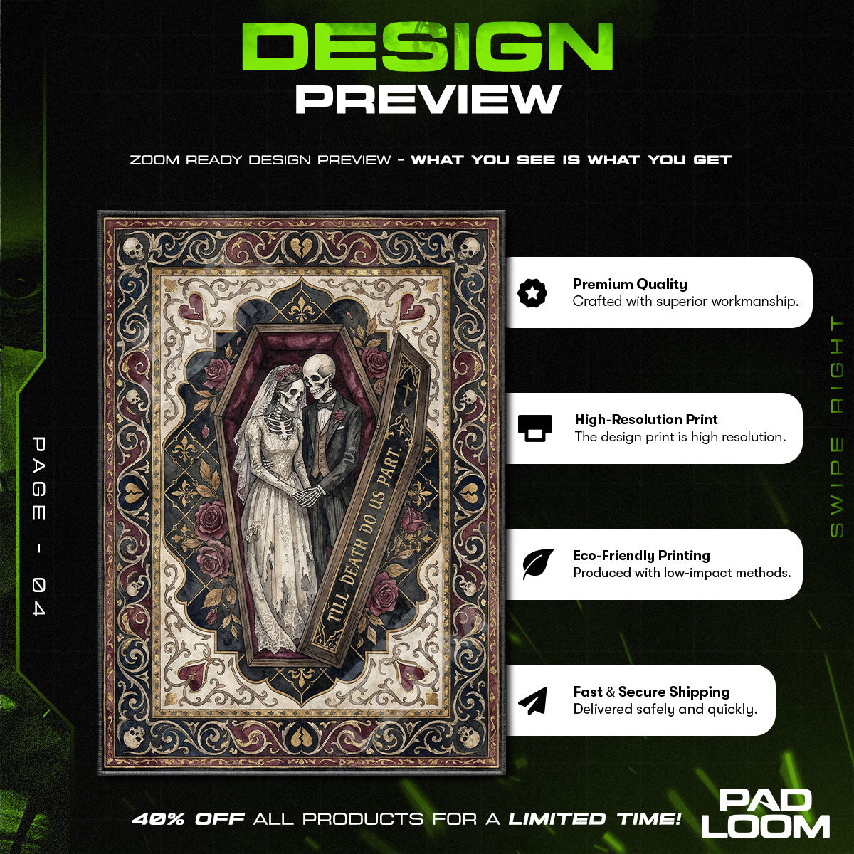Till Death Do Us Part Coffin Wedding Area rug — main product view