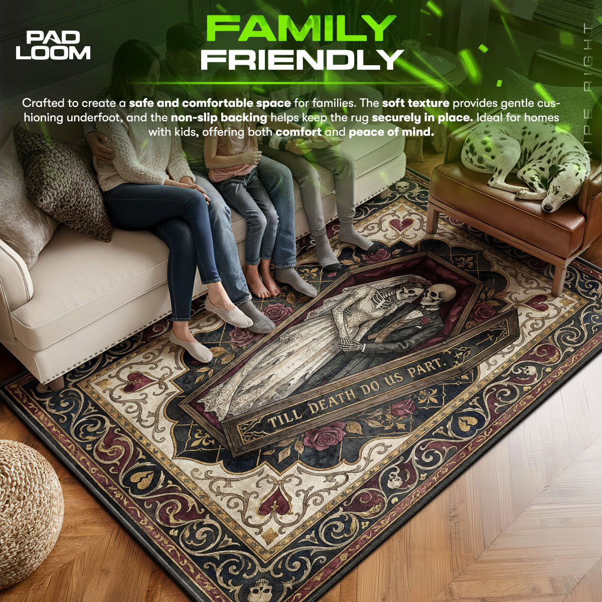 Area character design printed on rug