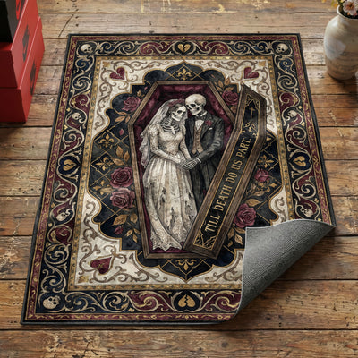 Till Death Do Us Part Rug — Gothic Coffin Wedding Area Rug