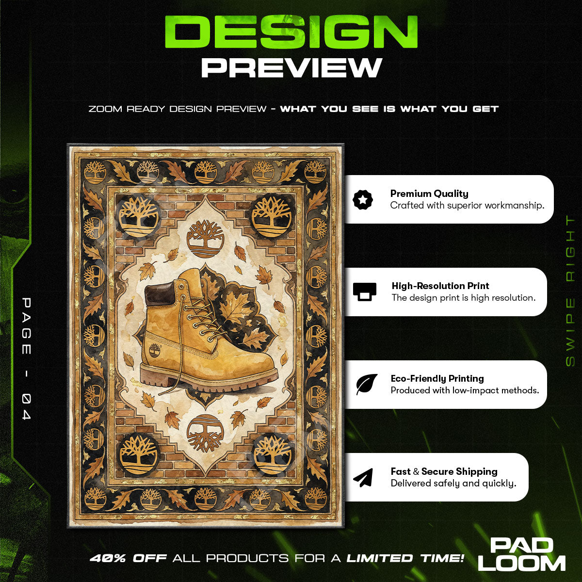 Floor character design printed on rug