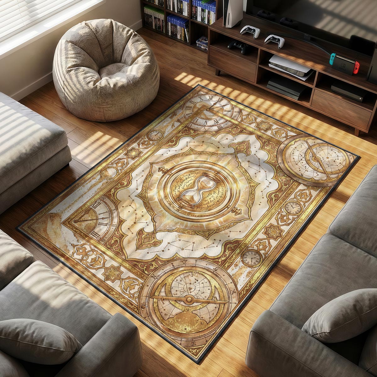 Time Turner themed area rug for Vintage fans